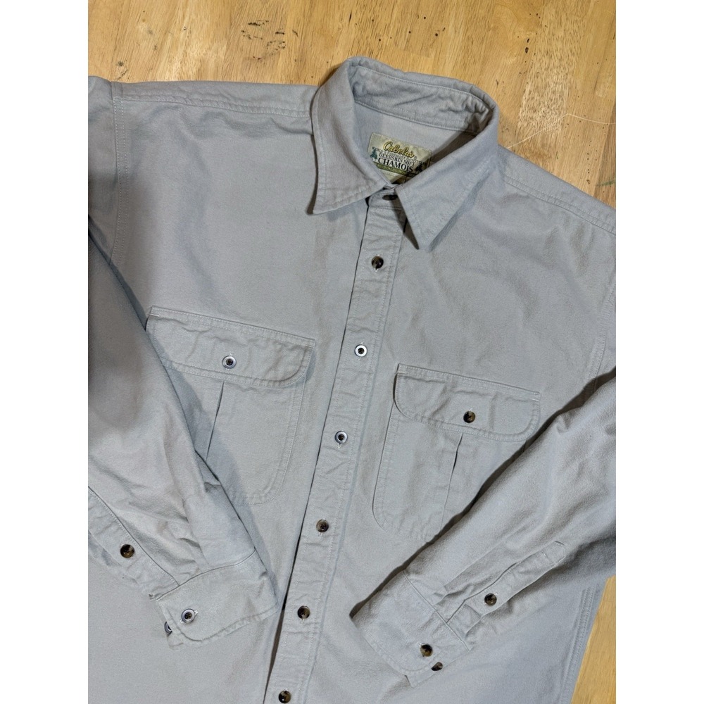 Cabela's Deerskin Soft Chamois Shirt Mens L Tall Gray 100% Cotton Heavyweight